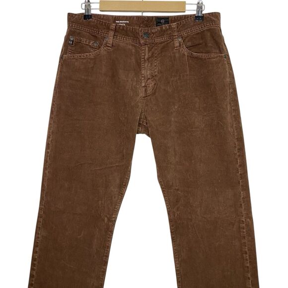 AG Adriano Goldschmied Graduate Pants Mens 32x34 Brown Corduroy USA Preppy NEW - Picture 5 of 10